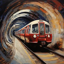 AI IMAGE - An illustration of a London Underground train, 2023. Creator: Heritage Images.
