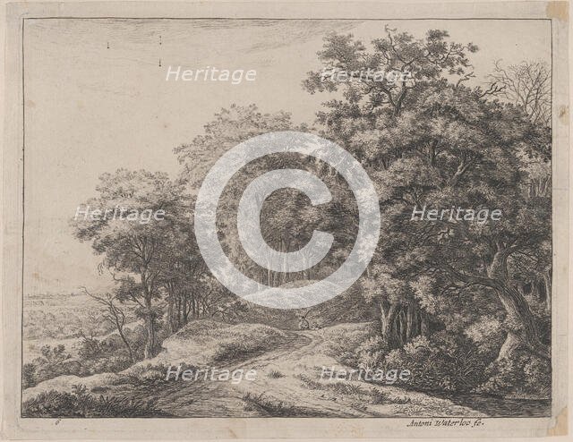 Two Men in a Hollow, 17th century. Creator: Anthonie Waterloo.