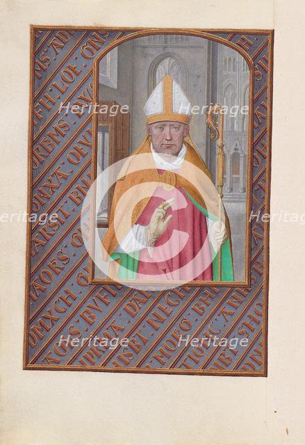 Hours of Queen Isabella the Catholic, Queen of Spain: Fol. 183v, St. Nicholas, c. 1500. Creator: Master of the First Prayerbook of Maximillian (Flemish, c. 1444-1519); Associates, and.