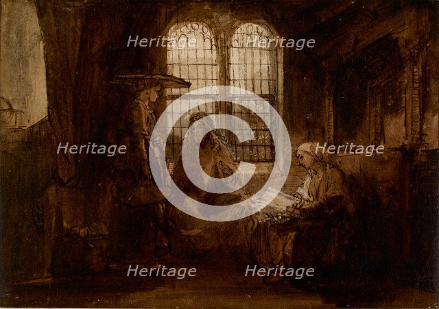 Christ Conversing with Martha and Mary, ca 1652. Artist: Rembrandt van Rhijn (1606-1669)