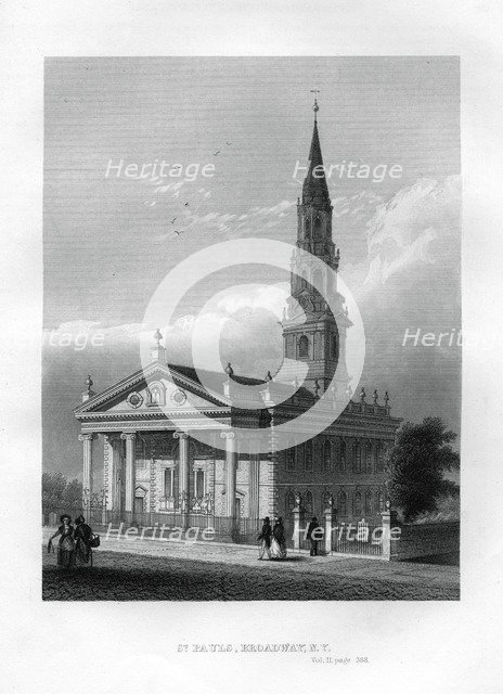 St Paul's Chapel, Broadway, New York, 1855. Artist: Unknown