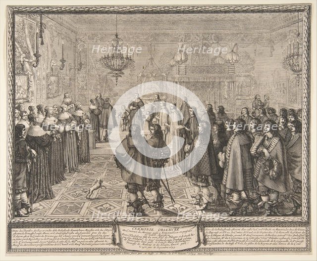 Ceremony of the Contract of Marriage between Wladyslaw IV, King of Poland, and Marie Louis..., 1645. Creator: Abraham Bosse.
