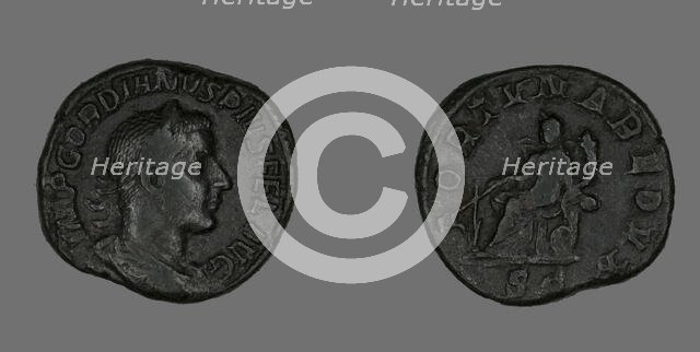 Sestertius (Coin) Portraying Emperor Gordianus, 238-244. Creator: Unknown.