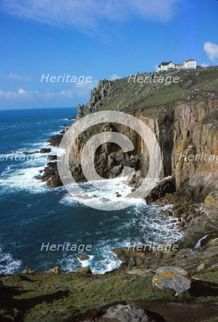 Granite Cliffs below Lands End mine, Cornwall, England, 20th century. Artist: CM Dixon.