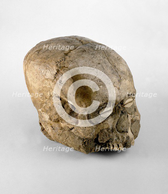 Skull (Jericho Skull), Pre-pottery Neolithic B, 7300-6300 BC Artist: Unknown.