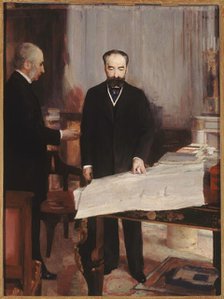Vice-Rector Greard presenting plans for the new Sorbonne to President Sadi Carnot, 1894. Creator: Alfred Philippe Roll.