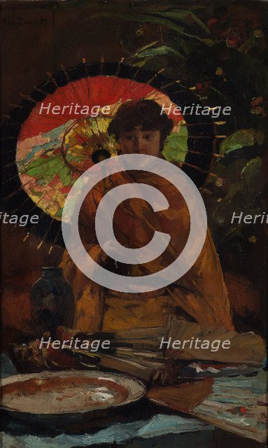 Girl with Japanese parasol, ca 1899. Artist: Zwart, Willem de (862-1931)