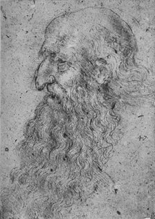 'Profile of an Old, Bearded Man to the Left', c1480 (1945). Artist: Leonardo da Vinci.