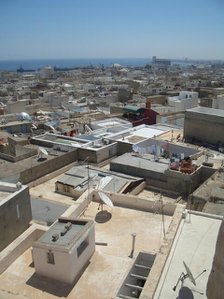 Rooftop view and Mediterranean, Sousse, Tunisia, 2009. Creator: Amanda Waite.