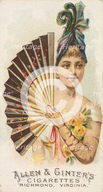 Plate 28, from the Fans of the Period series (N7) for Allen & Ginter Cigarettes Brands, 1889. Creator: Allen & Ginter.
