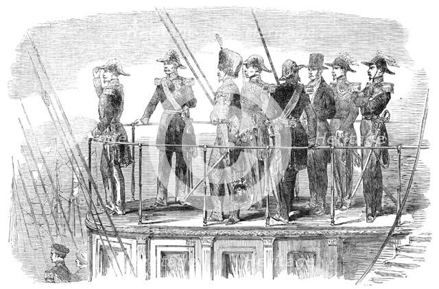 The Emperor on board the screw steam-yacht "La Reine Hortense", leaving the harbour, 1854. Creator: Unknown.