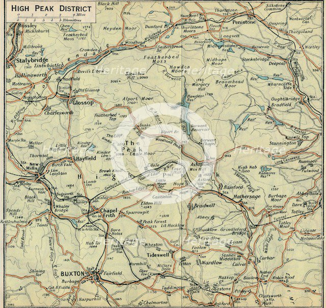 'High Peak District', c20th Century. Artist: John Bartholomew.