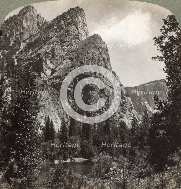 The 'Three Brothers', Yosemite Valley, California, USA, 1902. Artist: Underwood & Underwood