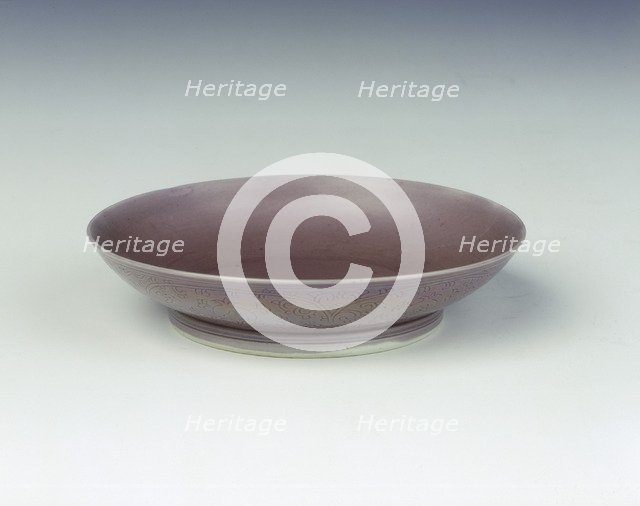 Pale aubergine glazed saucer, Yongzheng period, Qing dynasty, China, 1723-1735. Artist: Unknown