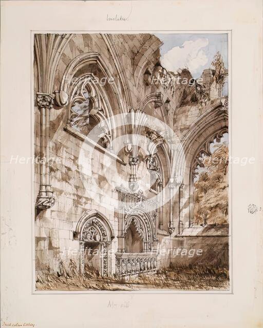 Inchcolm Abbey - Interior Looking East, 1848-1852. Creator: Robert William Billings.