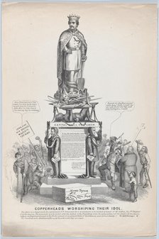 Copperheads Worshipping Their Idol, ca. 1864., ca. 1864. Creator: Anon.