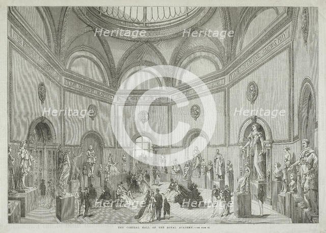 The Central Hall of the Royal Academy, 10 July 1869. Creator: Unknown.