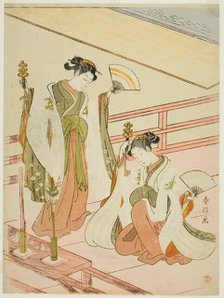 The Dance of the Shrine Maidens Ohatsu and Onami, c. 1769. Creator: Suzuki Harunobu.