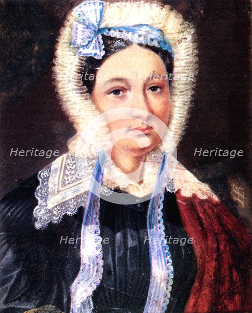 Portrait of Maria Kazimirovna Yushnevskaya (1790-1863), wife of Decembrist Alexander Yushnevsky, 1830-1839. Artist: Bestuzhev, Nikolai Alexandrovich (1791-1855)