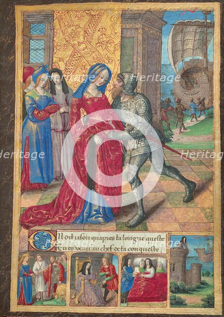 Hypsipyle Bids Farewell to Jason; Ovid, Excerpts from Heroides, about 1493. Creator: Master of the Chronique Scandaleuse.