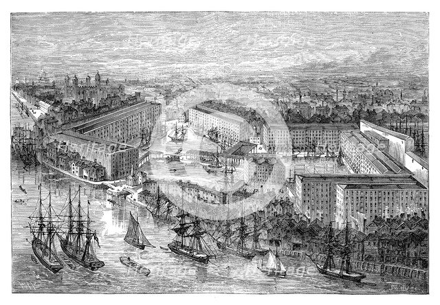 St Katherine's Docks, London, late 19th century. Artist: Unknown