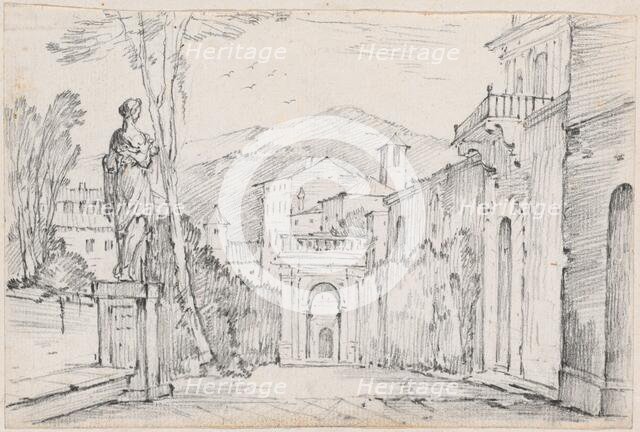 A Roman Street with Monte Cavo in the Distance, 1744/1750. Creator: Joseph-Marie Vien the Elder.