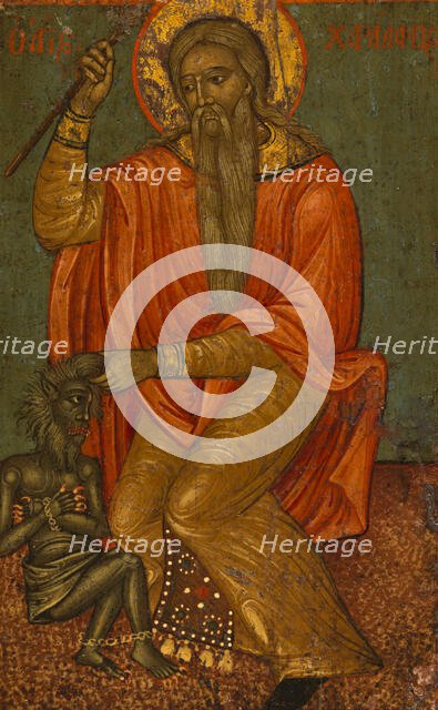 Saint Charalampe and the demon. Creator: School of the Ionian Islands.