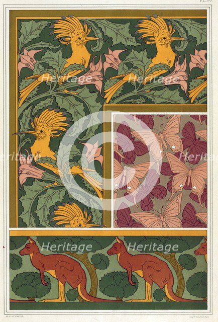 Designs for wallpaper borders and silk fabric, pub. 1897. Creator: Maurice Pillard Verneuil (1869?1942).