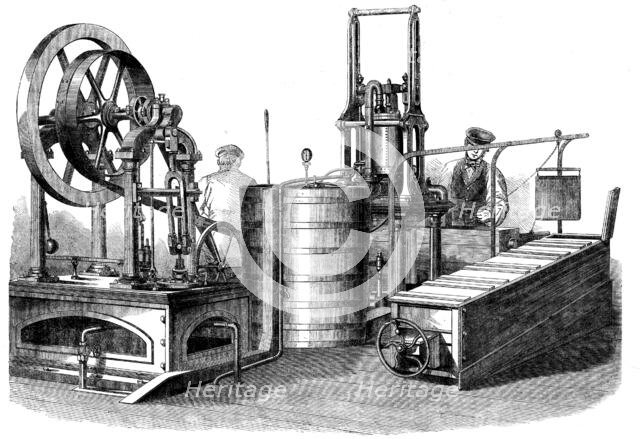 The International Exhibition: Siebes' patent ice-making machine..., 1862.  Creator: Unknown.