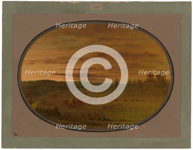 An Indian Encampment at Sunset, 1861/1869. Creator: George Catlin.