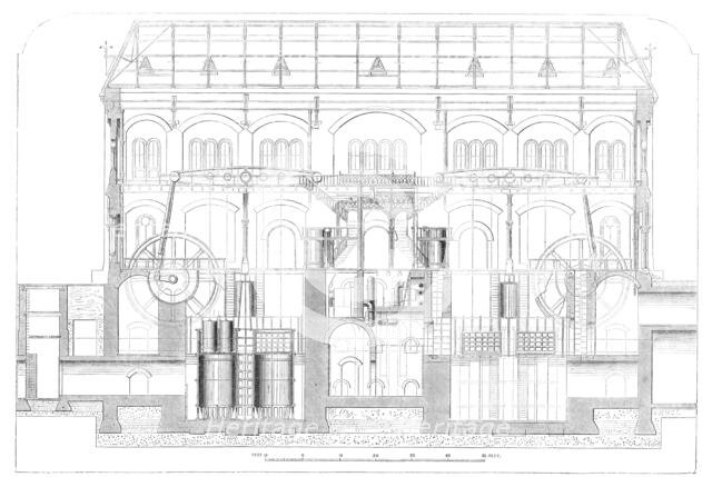 The Metropolitan Main-drainage works: machinery for lifting the sewage, 1864. Creator: Unknown.