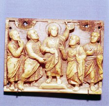 The Incredulity of Thomas, Ivory Panel, Byzantine Casket, 5th century. Artist: Unknown.