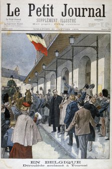 Paul Déroulède arriving in exile in Tournai, Belgium, 1900.   Artist: Oswaldo Tofani