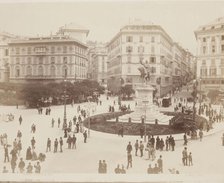 Piazza Corvetto, Genoa, mid-late 19th century.  Creator: Alfredo Noack.