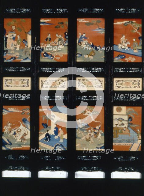 Screen (Four-Fold), China, Qing dynasty (1644-1911), 19th century. Creator: Unknown.