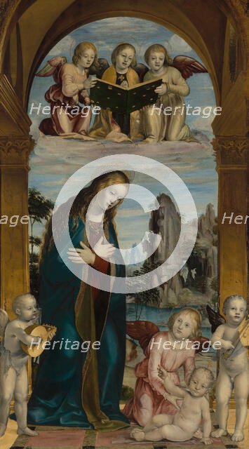 Madonna Adoring the Child with Musical Angels, about 1500-1510. Creator: Bernardino Zenale.