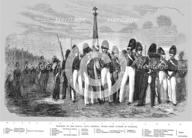 'Uniforms of the Russian Army - Imperial Guard - First Division of Infantry', 1854. Creator: Unknown.