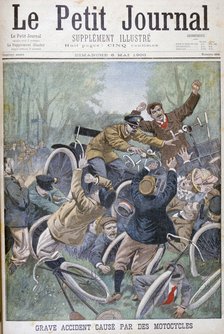 Serious accident caused by bicycles, Paris, 1900. Artist: Unknown