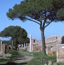 Street and buildings in the Roman town of Ostia, 2nd century. Artist: Unknown