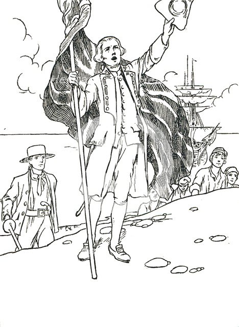 'Captain Cook Landing in Australia', 1912. Artist: Charles Robinson.