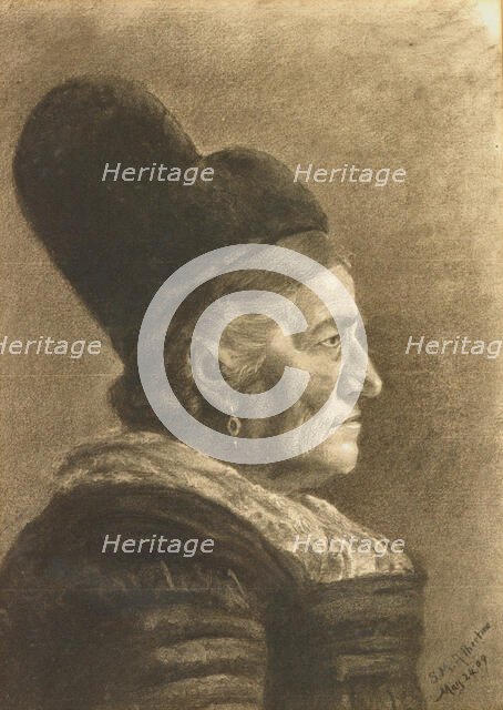 Study Head (Elderly Woman in Profile), 1909. Creator: Mary Albertine Sondermann.