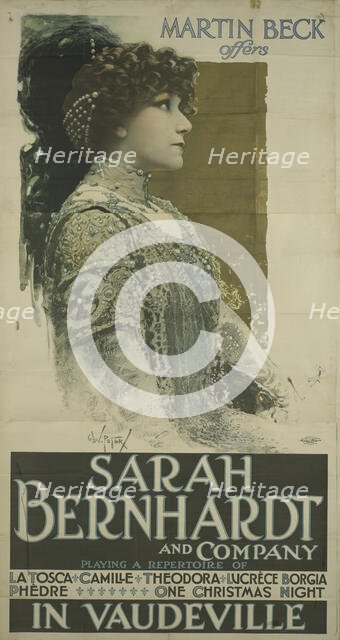 Sarah Bernhardt in Vaudeville,  1850 - 1950. Creator: Russell Morgan & Co.