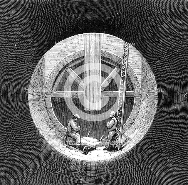 London Main Drainage: bottom of a shaft in the southern high-level sewer at Peckham, 1861. Creator: Unknown.