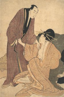 Parting of Lovers: Courtesan and Her Lover, ca. 1800. Creator: Kitagawa Utamaro.