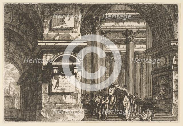 Funerary Scene in a Temple, ca. 1760. Creator: Pierre Moreau.