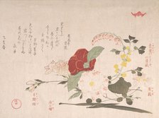 Spring Rain Collection (Harusame shu), vol. 2: Cut Flowers: Clematis, Bus..., 1815 (Year of the Ox). Creator: Kubo Shunman.
