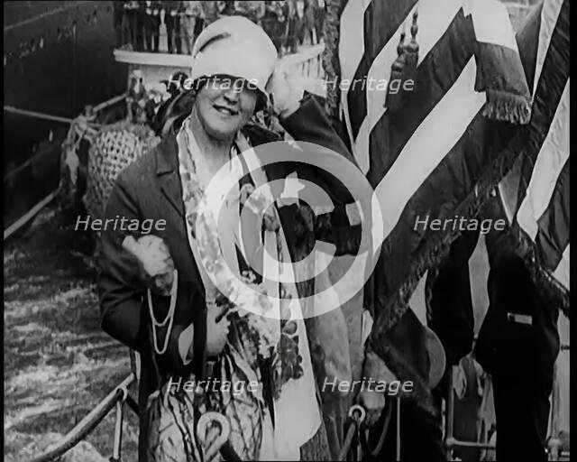 Gertrude Ederle, the First Woman to Swim the Channel, Arriving in New York City, 1926. Creator: British Pathe Ltd.