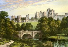 Alnwick Castle, Northumberland, home of the Duke of Northumberland, c1880. Artist: Unknown