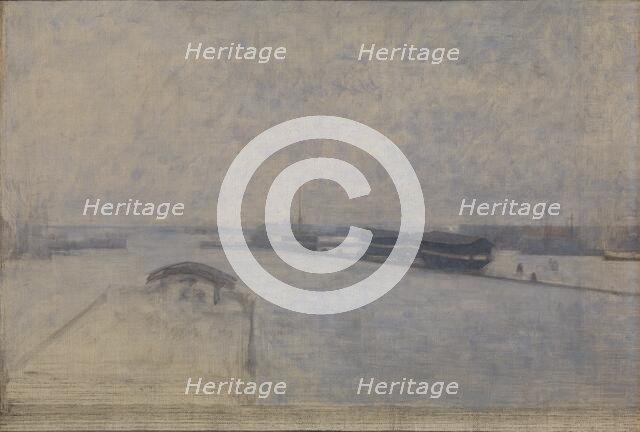 The Harbour of Copenhagen seen from Kvæsthusgade, 1908. Creator: Vilhelm Hammershøi.