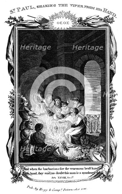 St Paul the Apostle shaking the viper from his hand, c1808. Artist: Unknown